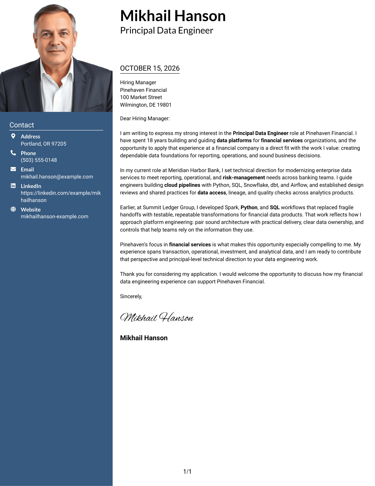 Cover letter example — page 1