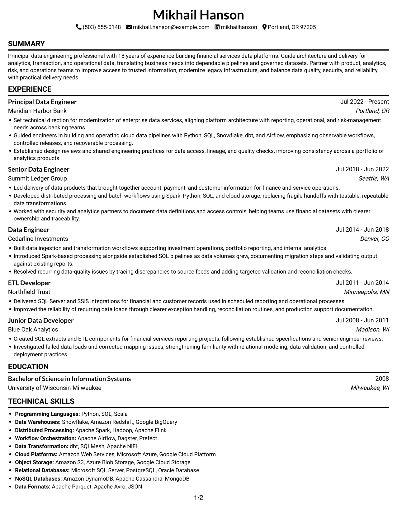 Resume example — page 1