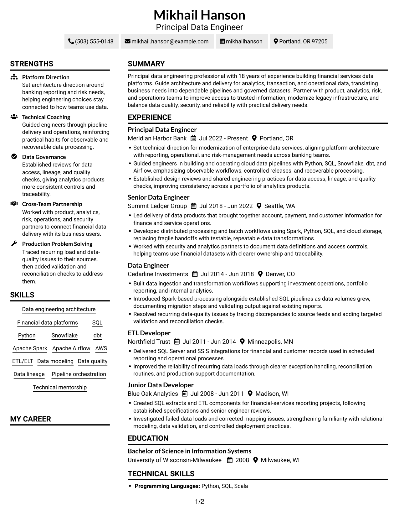 Resume example — page 1