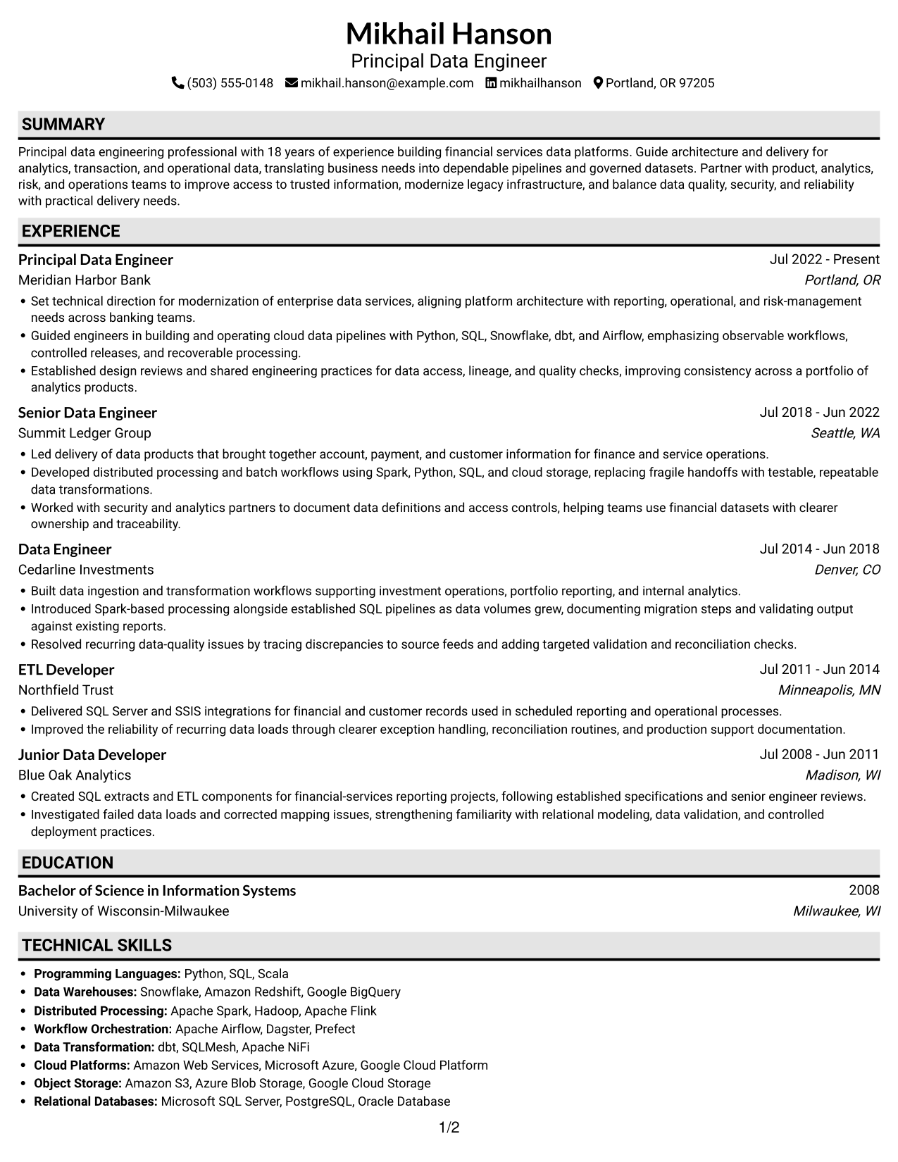 Resume example — page 1
