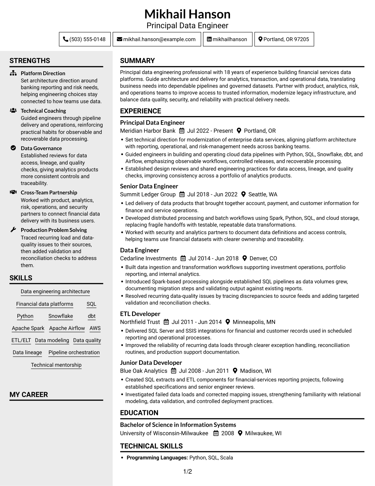 Resume example — page 1