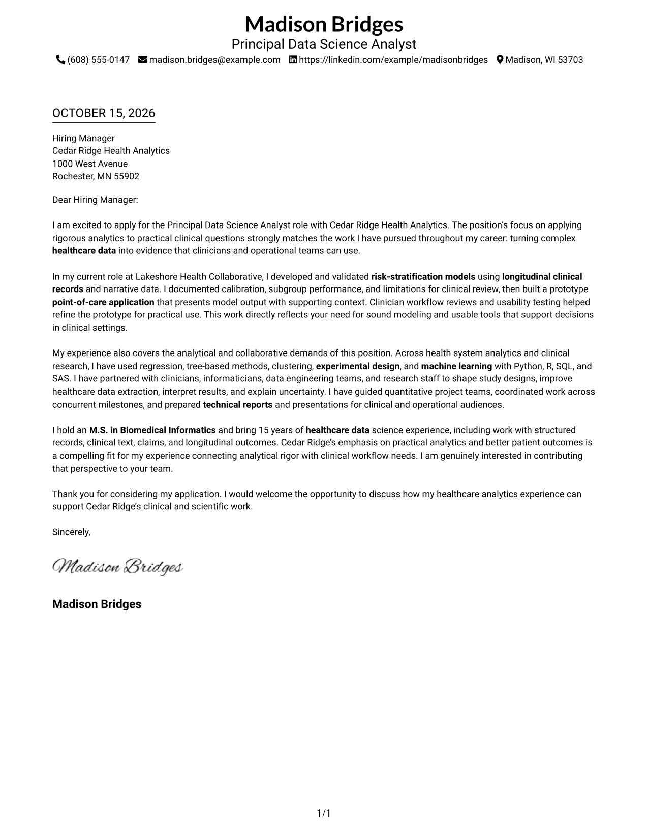 Cover letter example — page 1