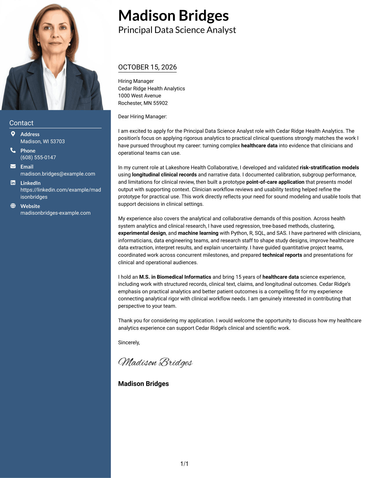 Cover letter example — page 1