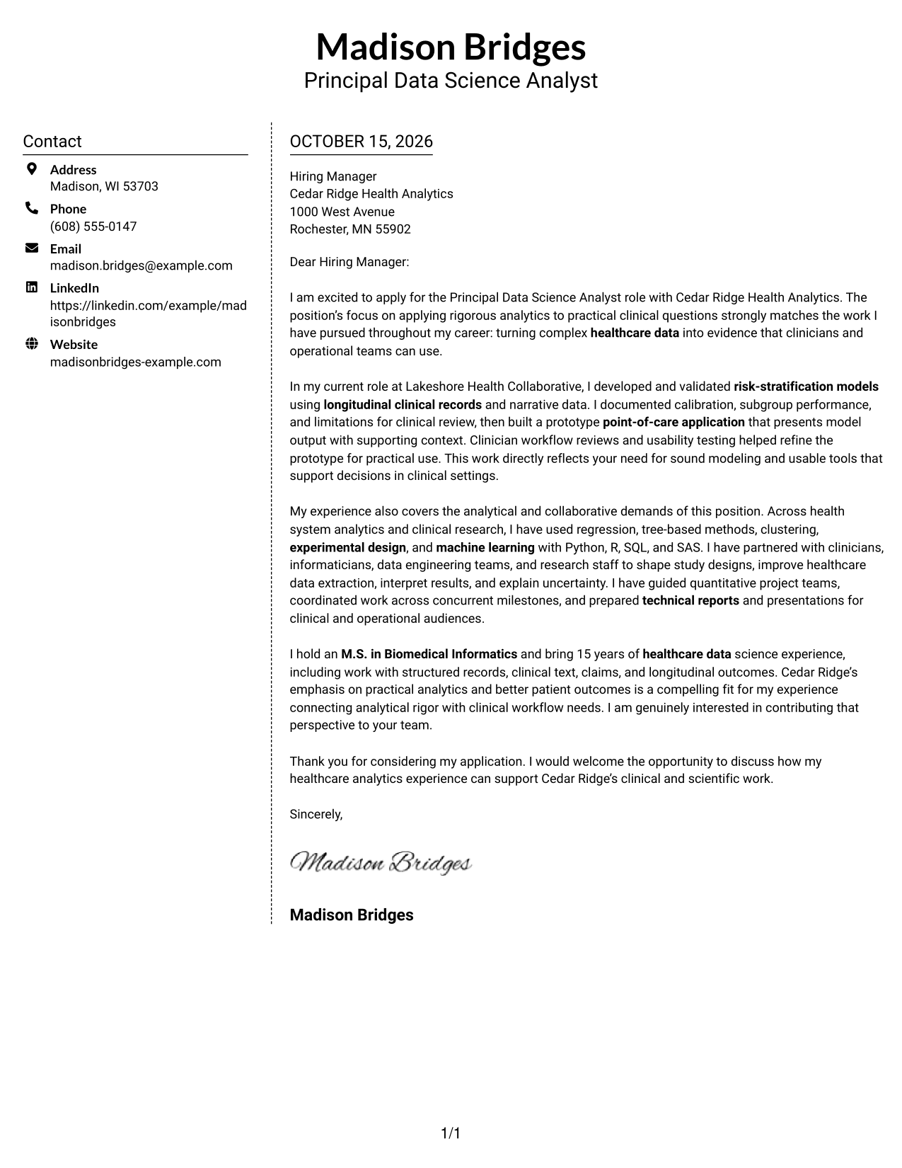 Cover letter example — page 1