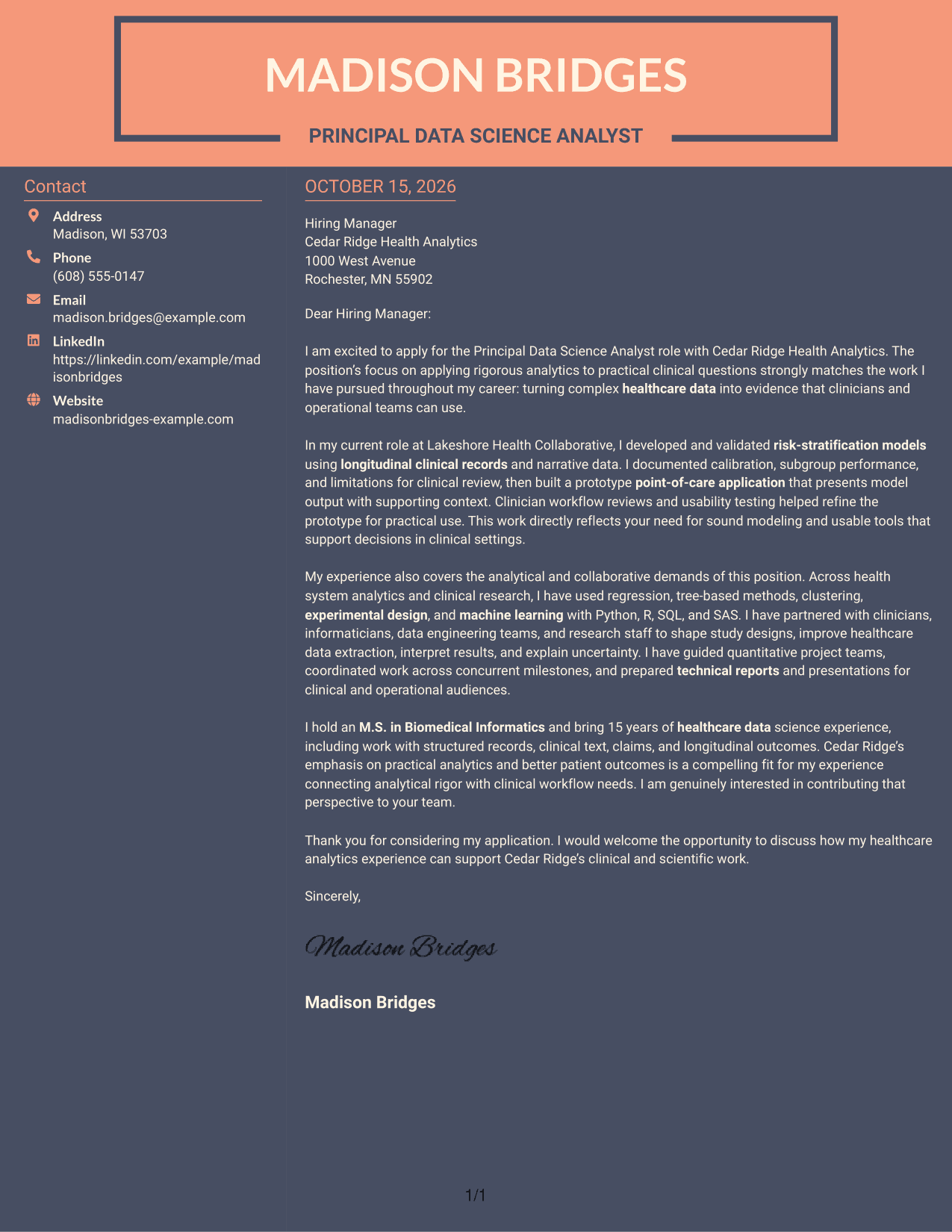 Cover letter example — page 1
