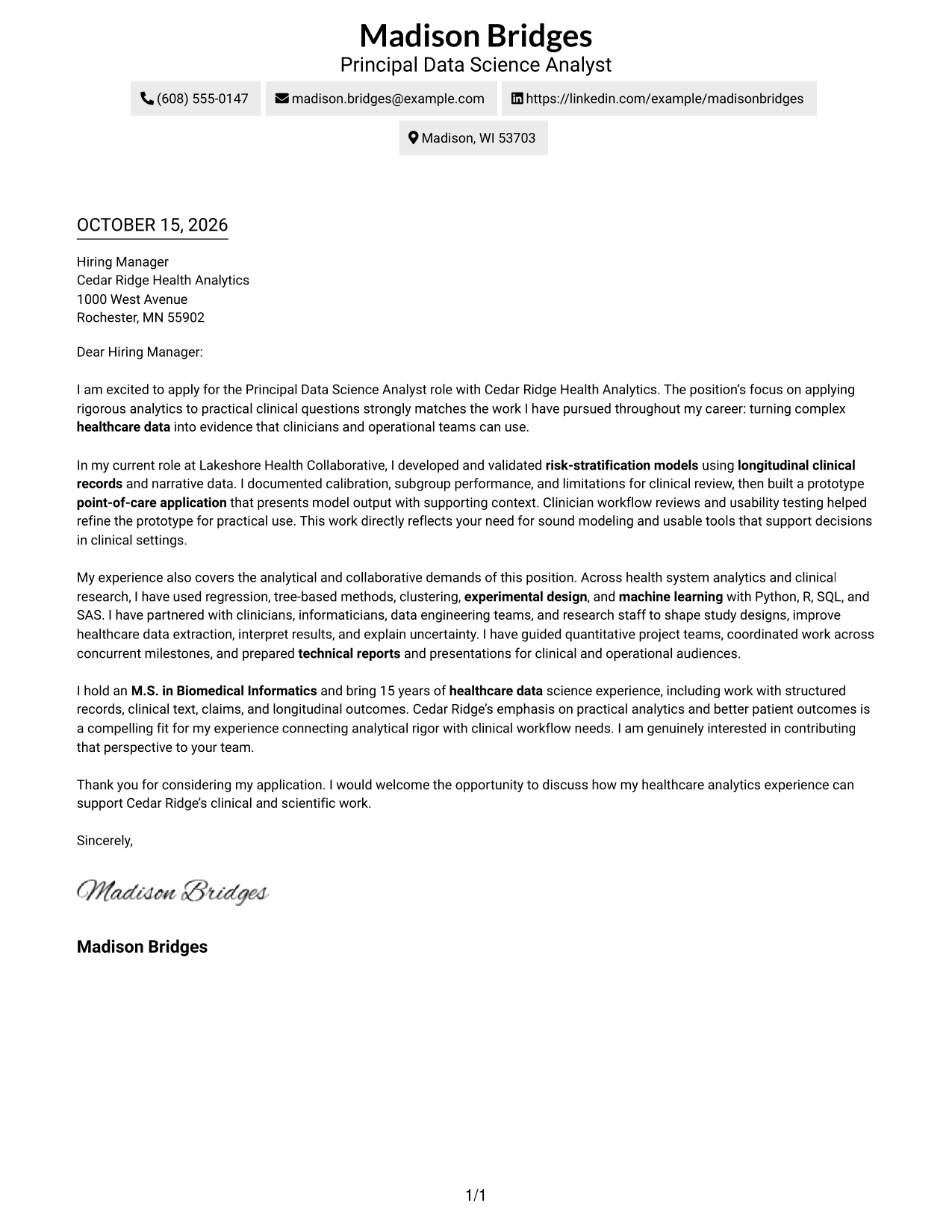 Cover letter example — page 1