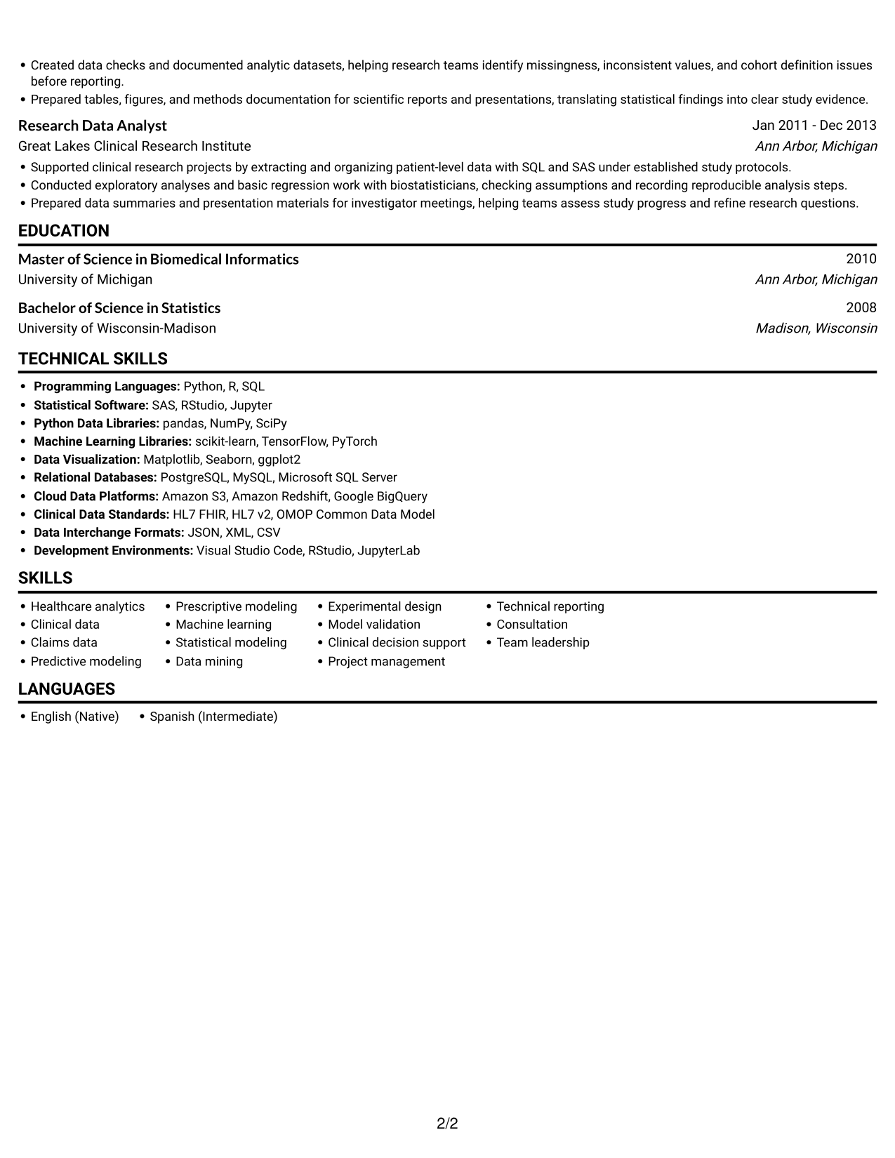 Resume example — page 2