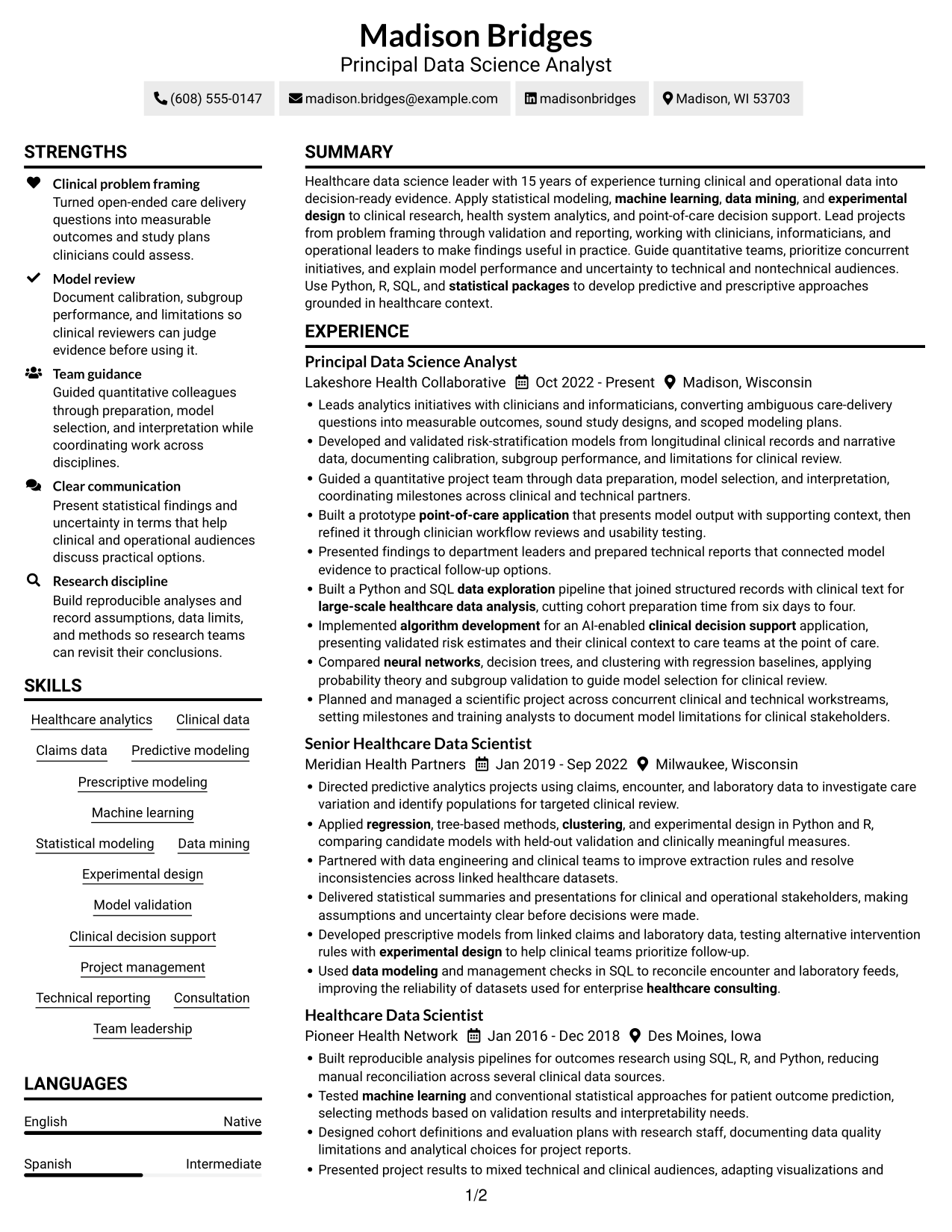 Resume example — page 1