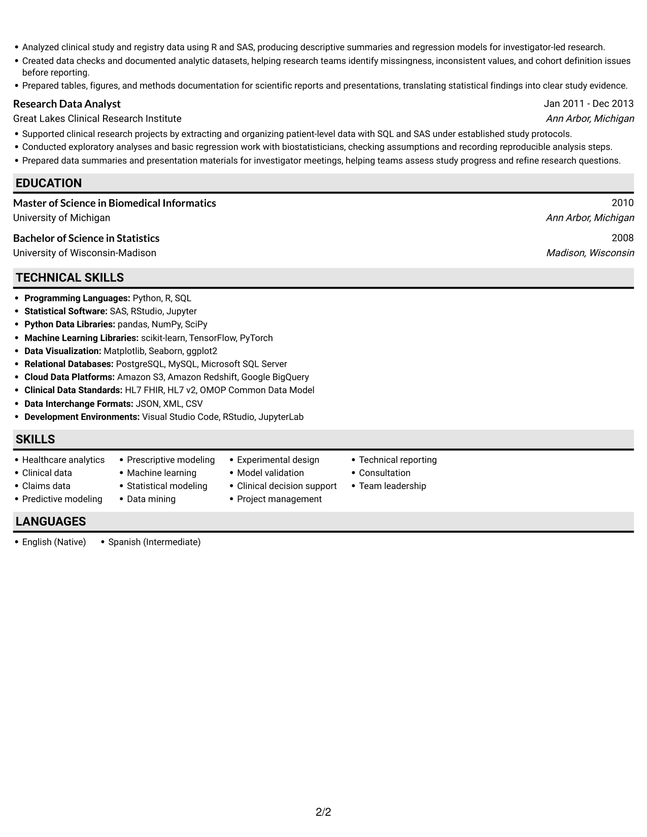Resume example — page 2