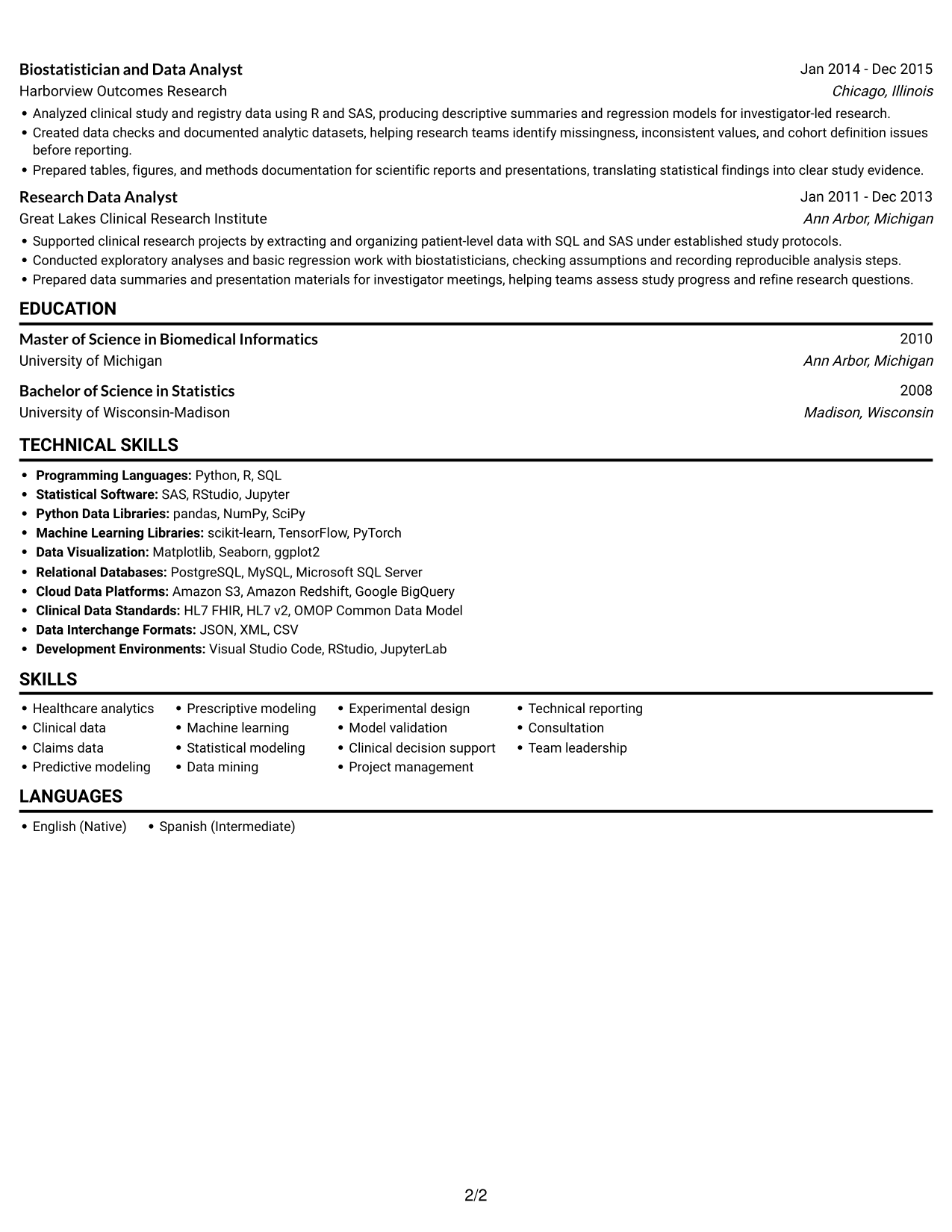 Resume example — page 2