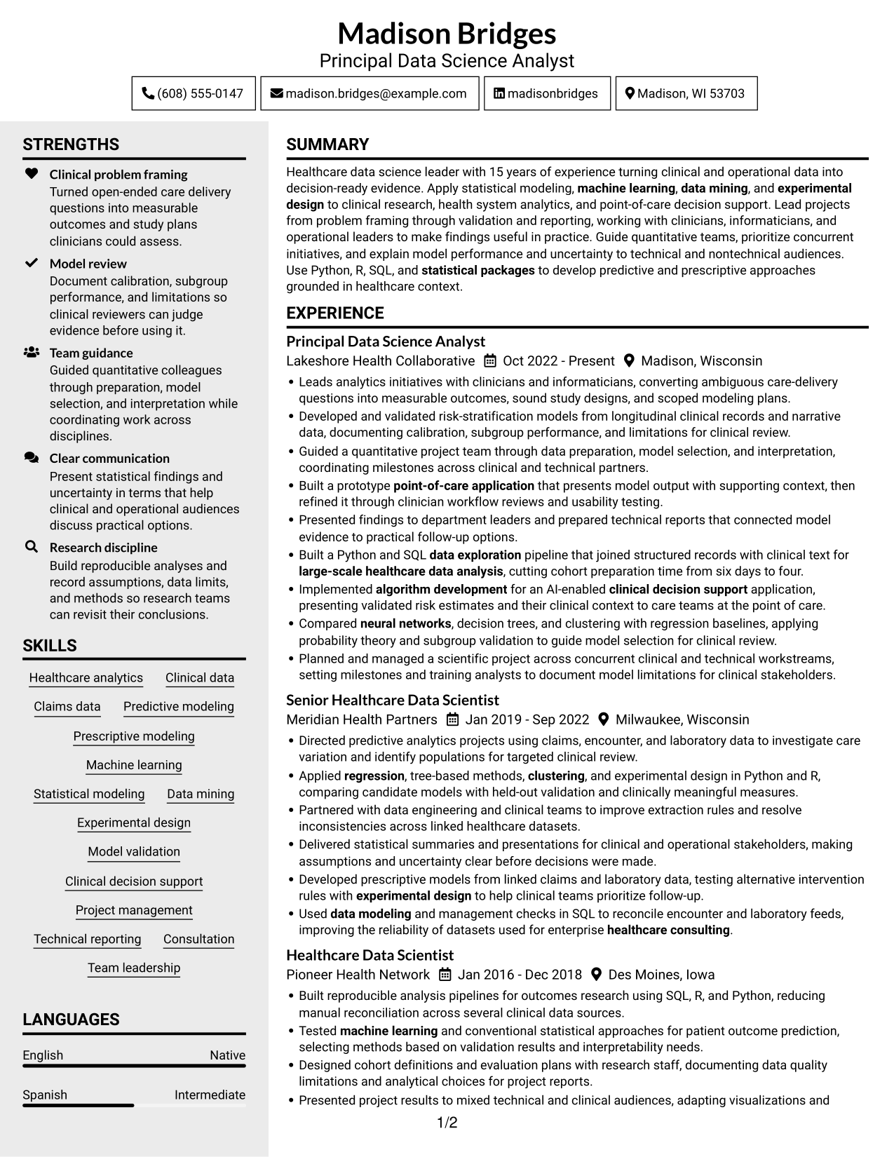 Resume example — page 1