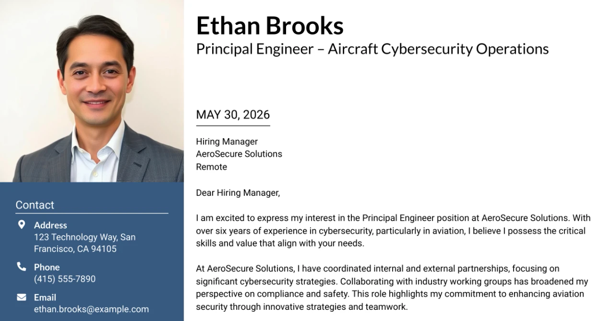 30+ Principal Engineer – Aircraft Cybersecurity Operations Cover Letter Templates with Example 2026