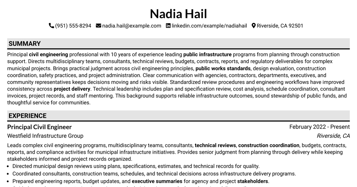 7 Principal Engineer Resume Templates with Example