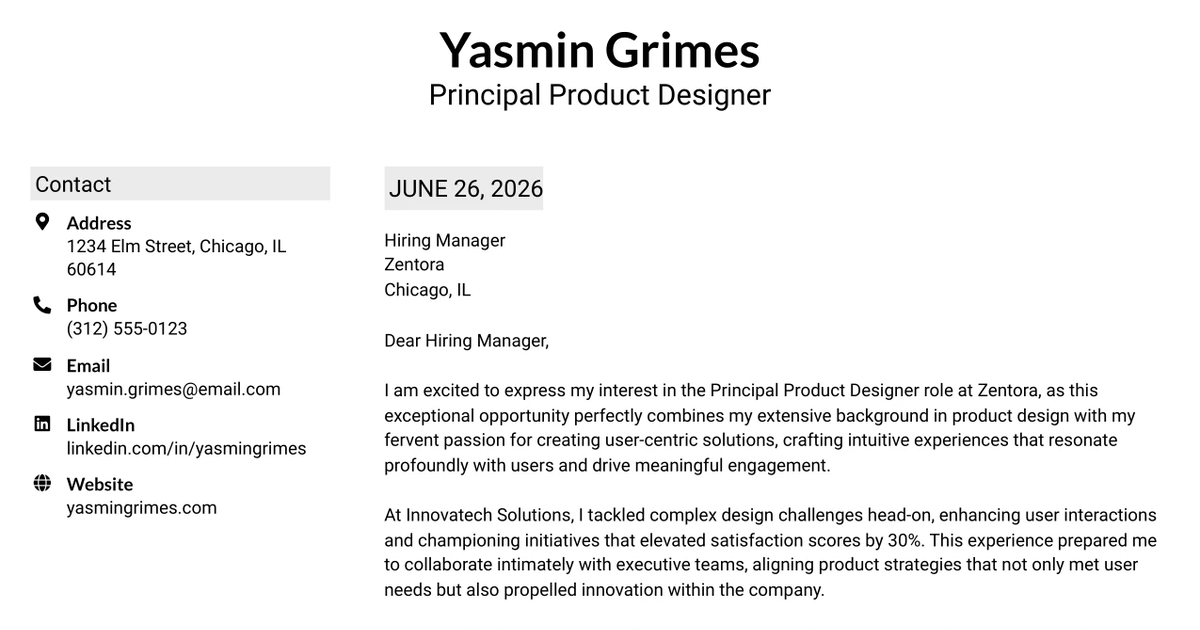 30+ Principal Product Designer Cover Letter Templates with Example 2026