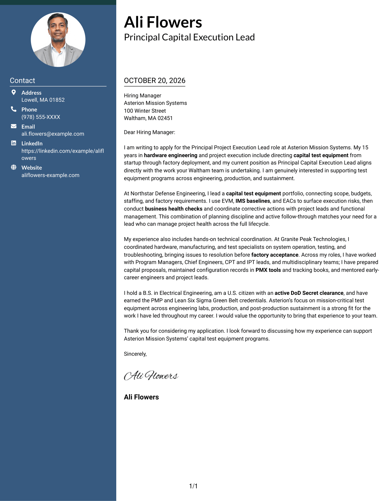Cover letter example — page 1