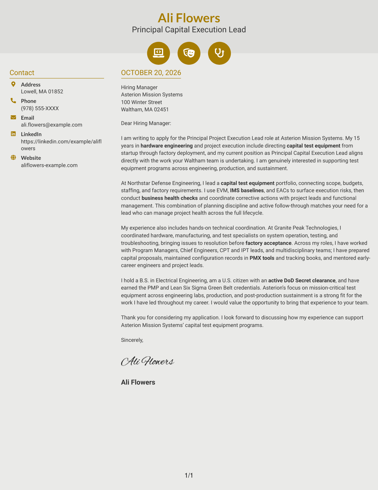 Cover letter example — page 1