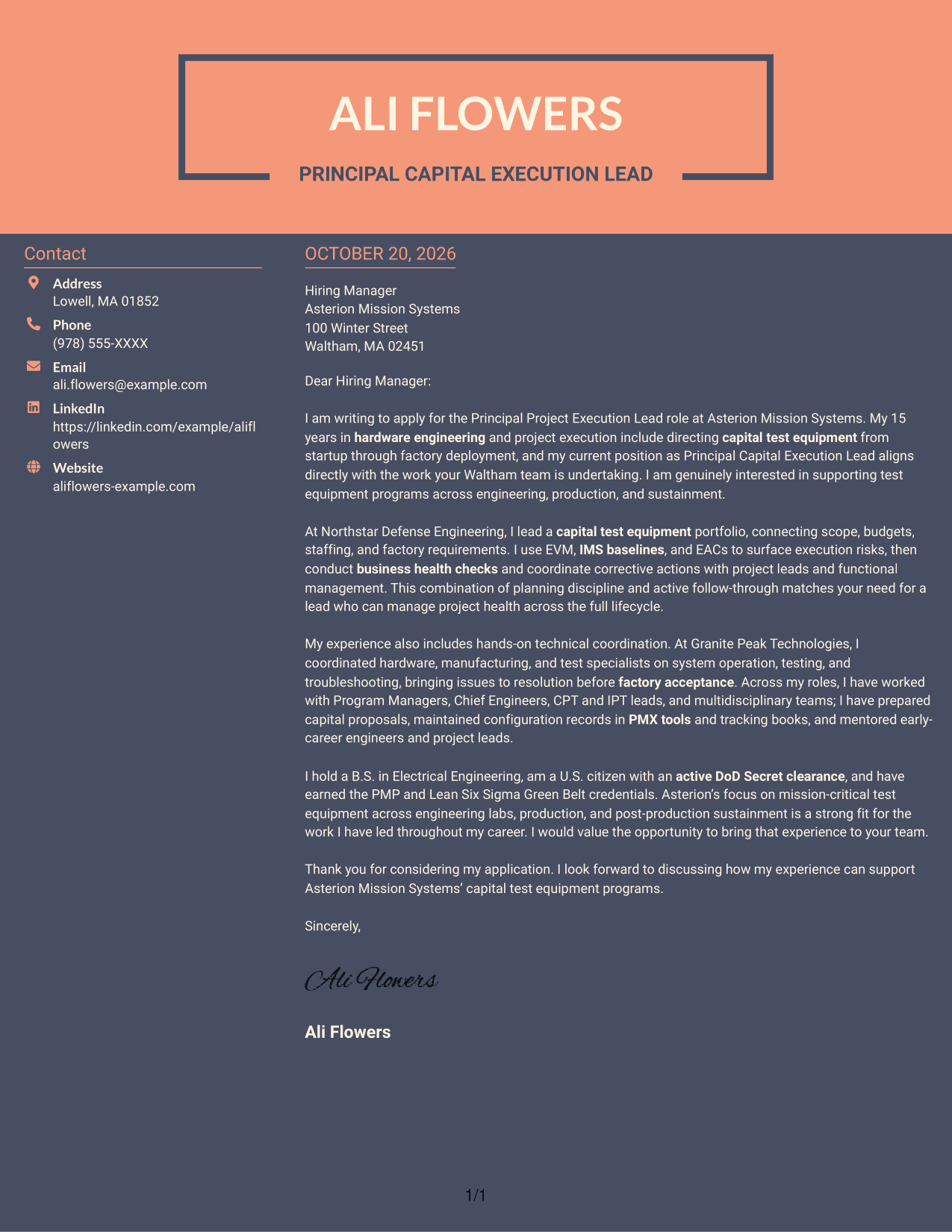 Cover letter example — page 1