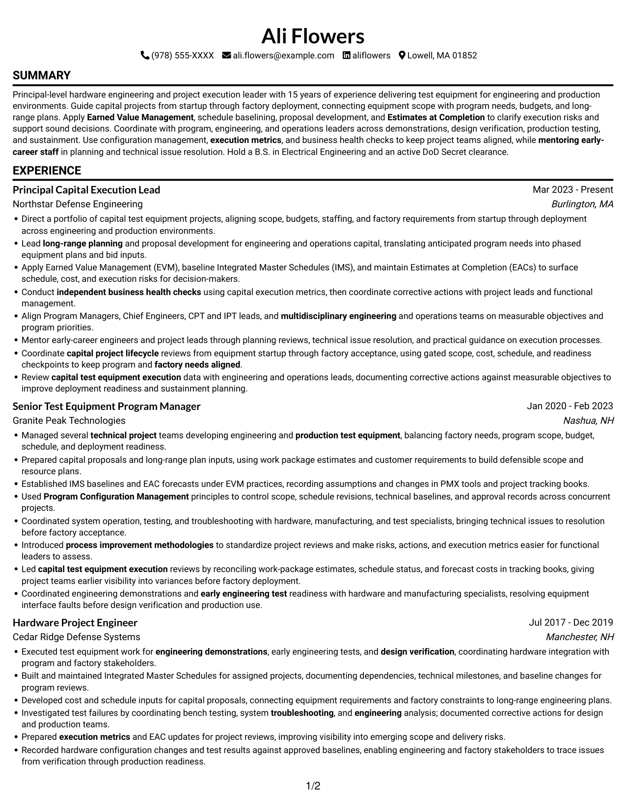 Resume example — page 1
