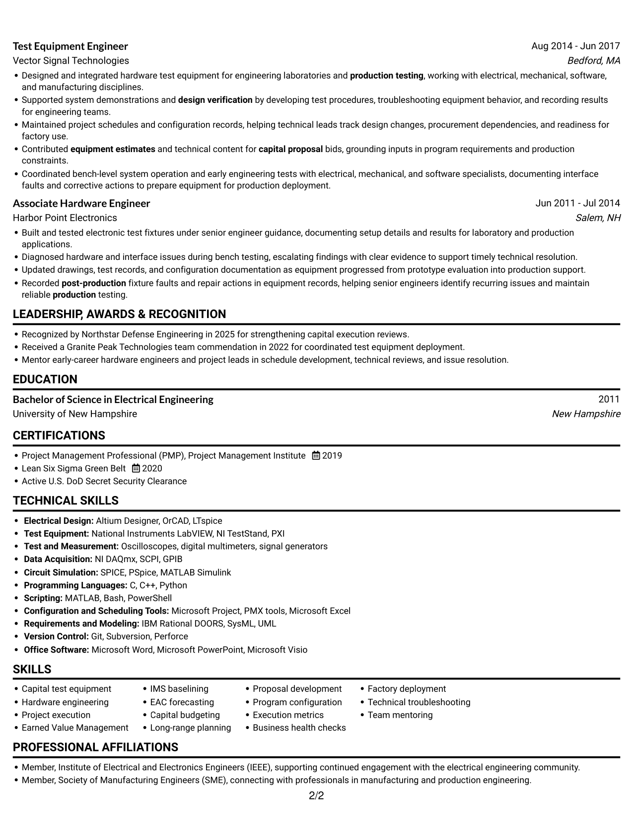 Resume example — page 2