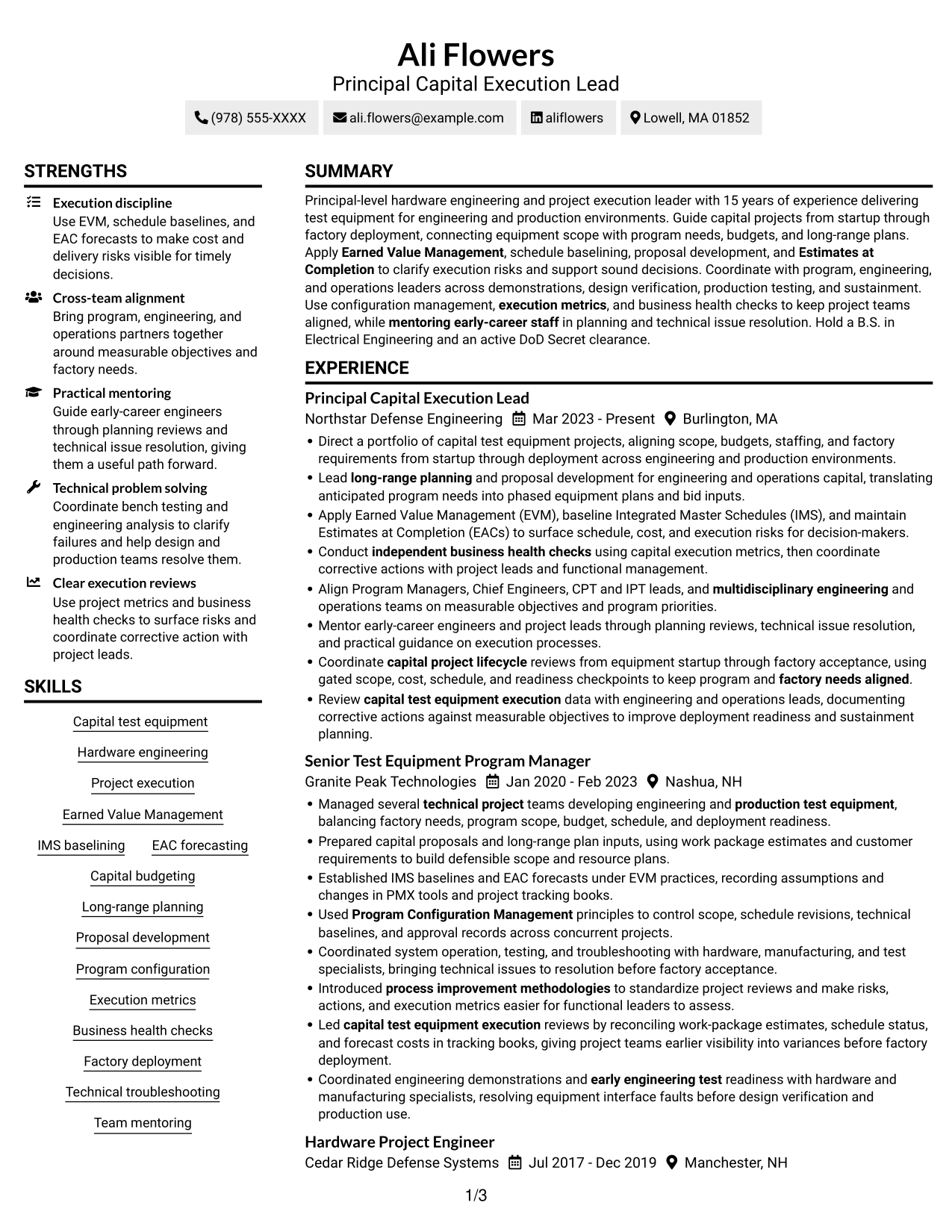 Resume example — page 1