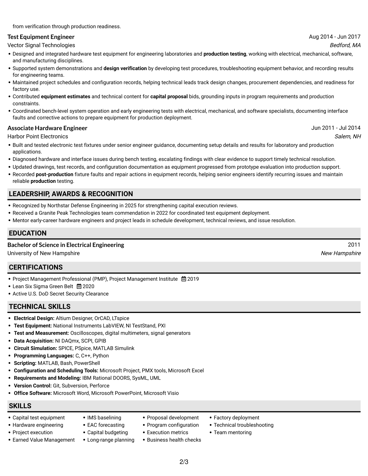 Resume example — page 2