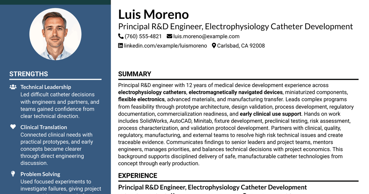 7 Principal R&D Engineer Resume Templates with Example