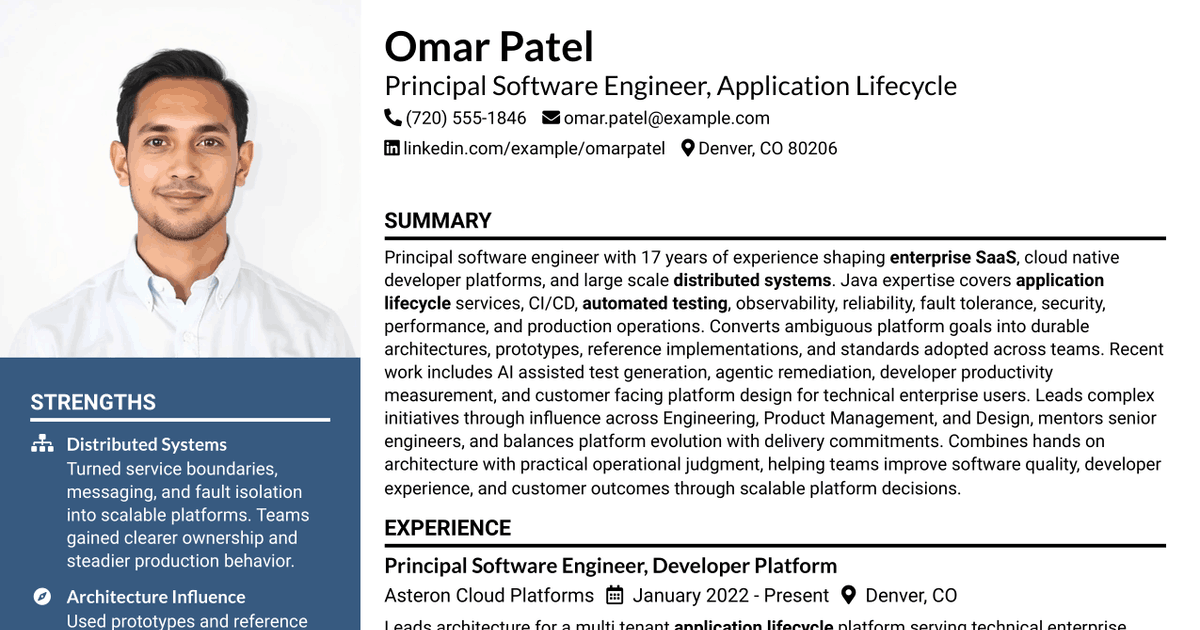 7 Principal Software Engineer - Application Lifecycle Resume Templates with Example