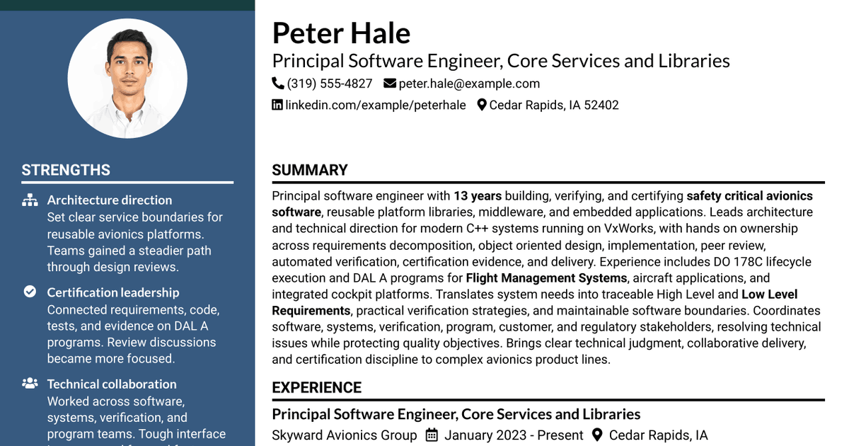 7 Principal Software Engineer - Core Services and Libraries Resume Templates with Example
