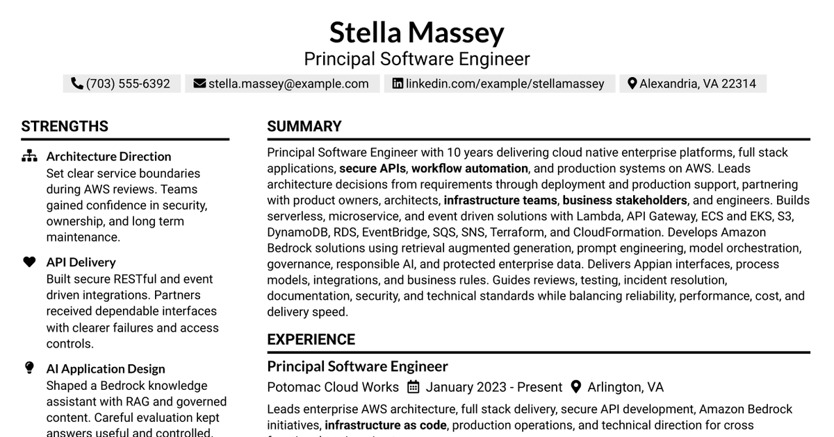 7 Principal Software Engineer Resume Templates with Example