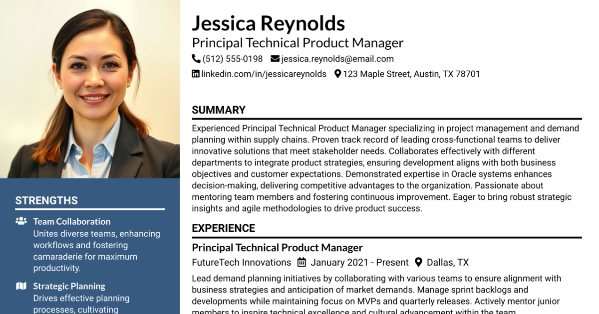 33 Principal Technical Product Manager, Demand Planning Resume Templates with Example 2026 (ATS-Optimized)