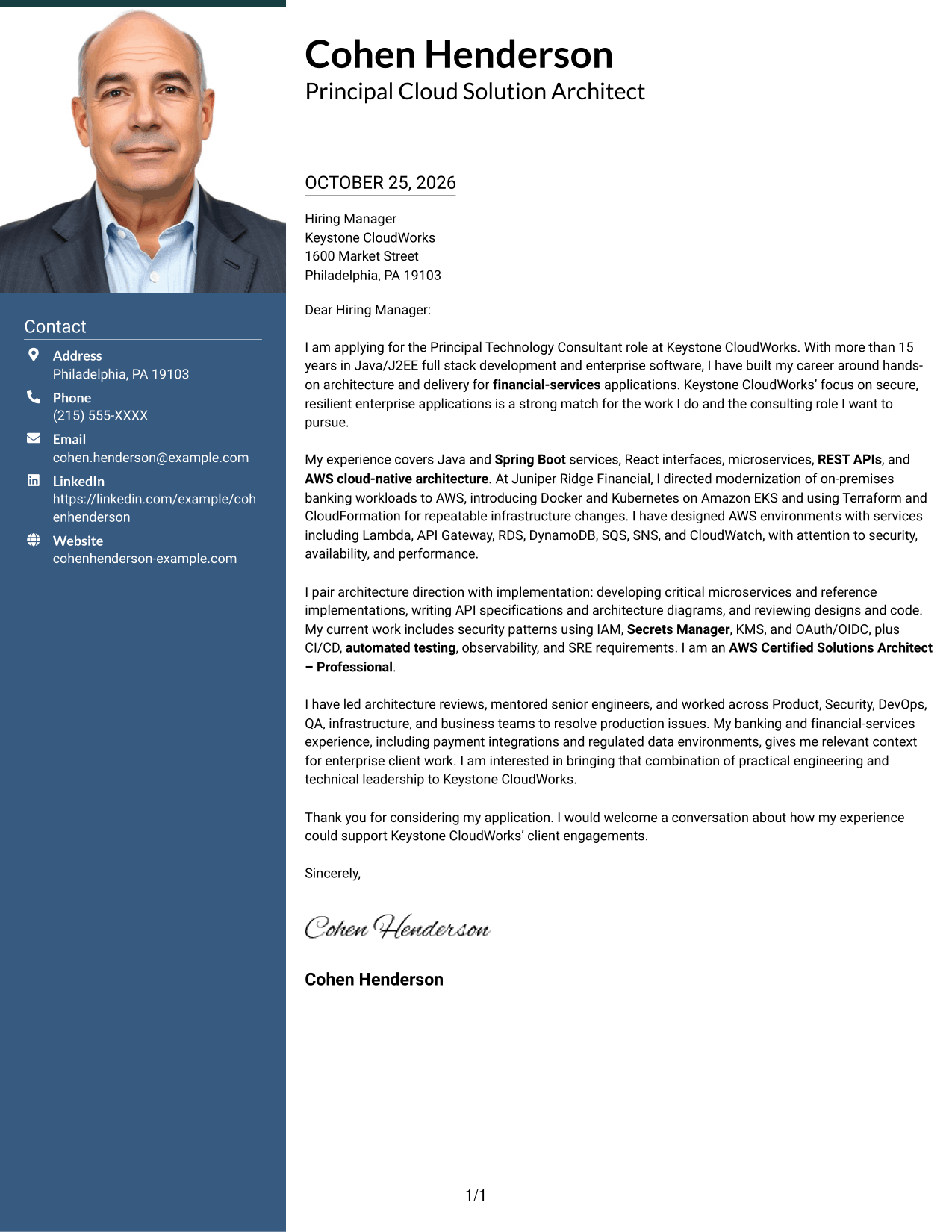 Cover letter example — page 1