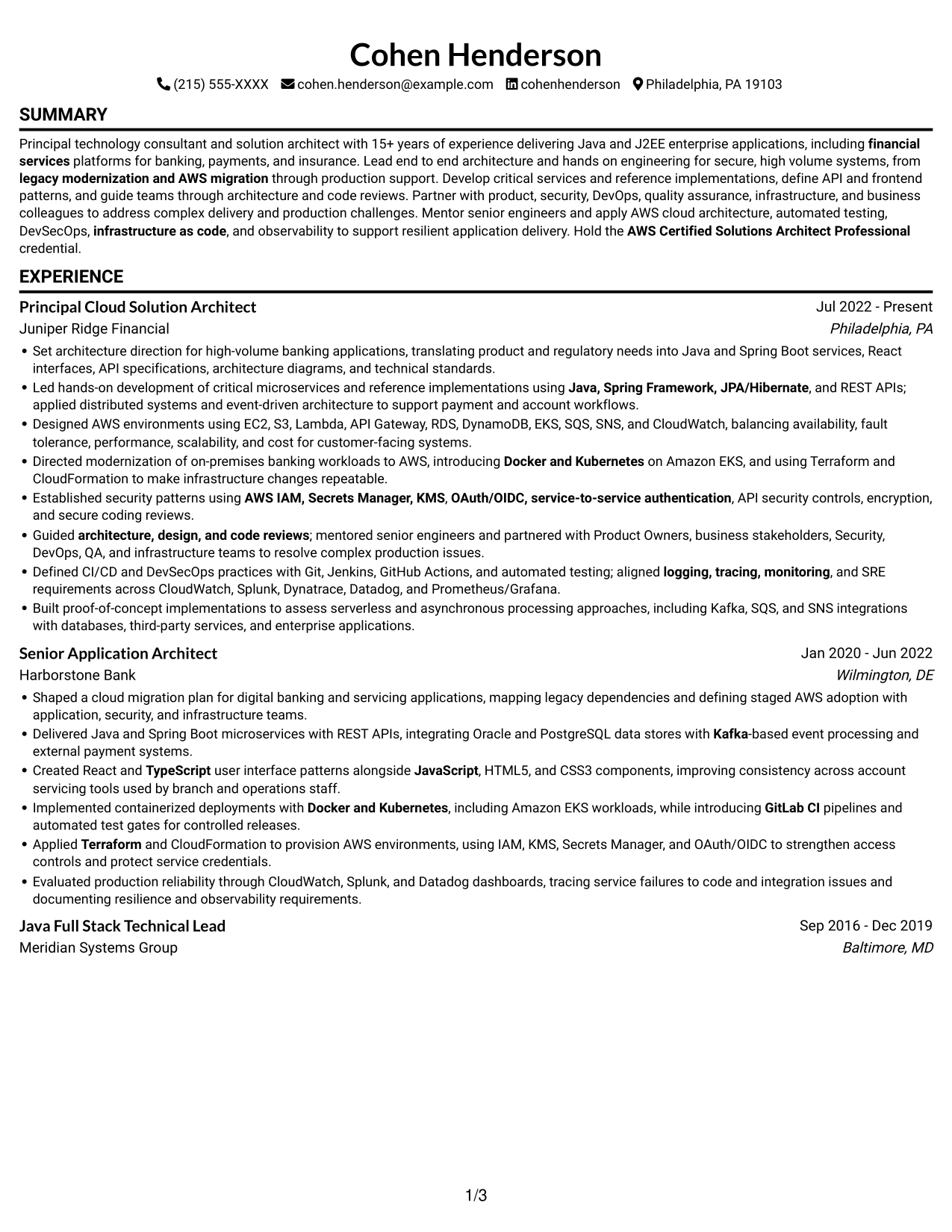 Resume example — page 1