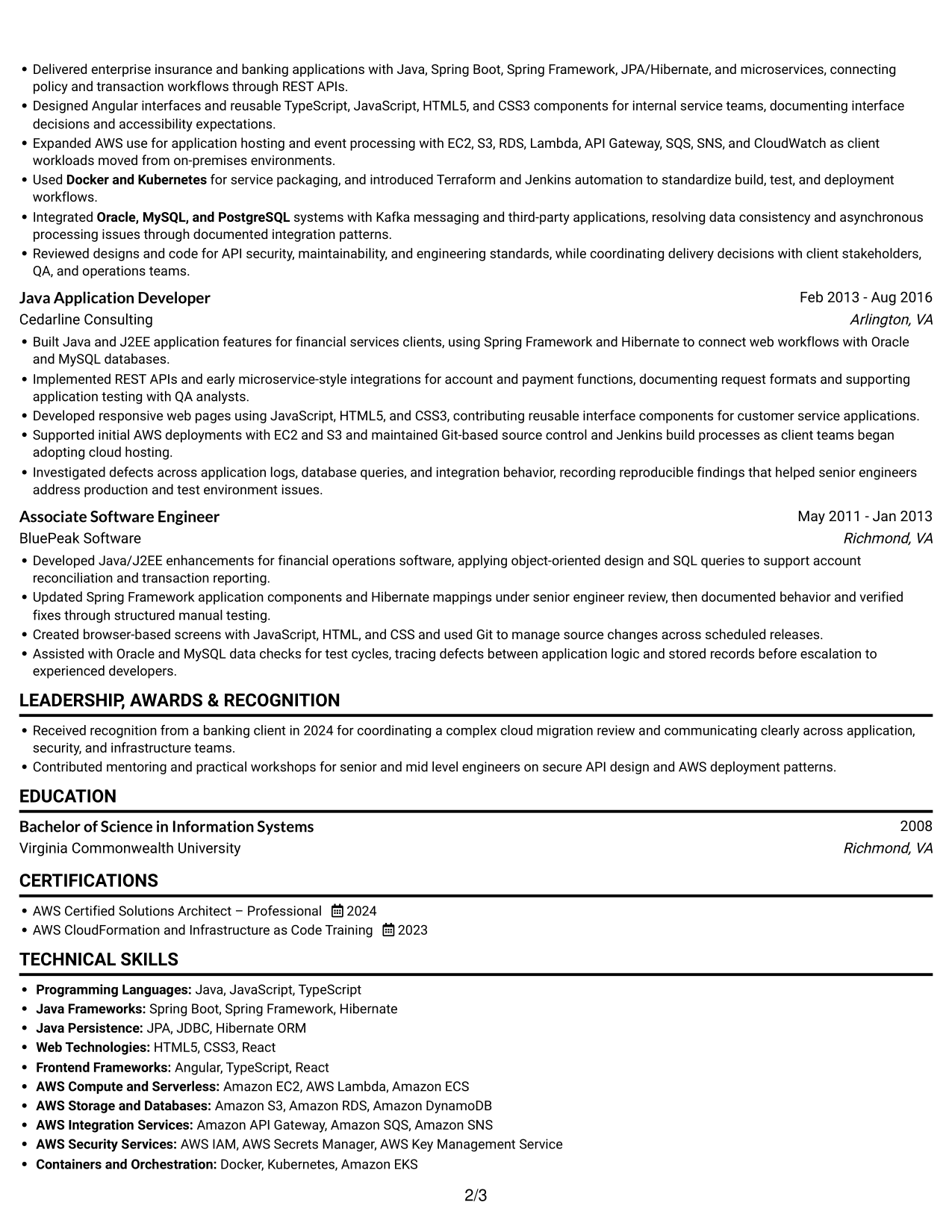 Resume example — page 2