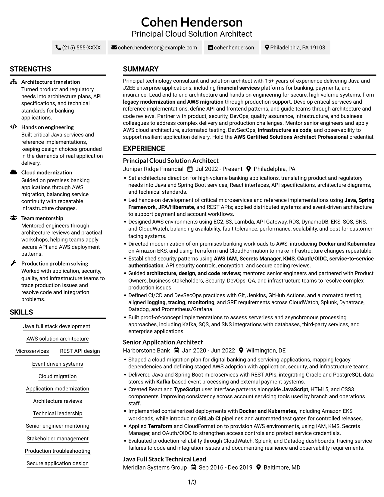 Resume example — page 1