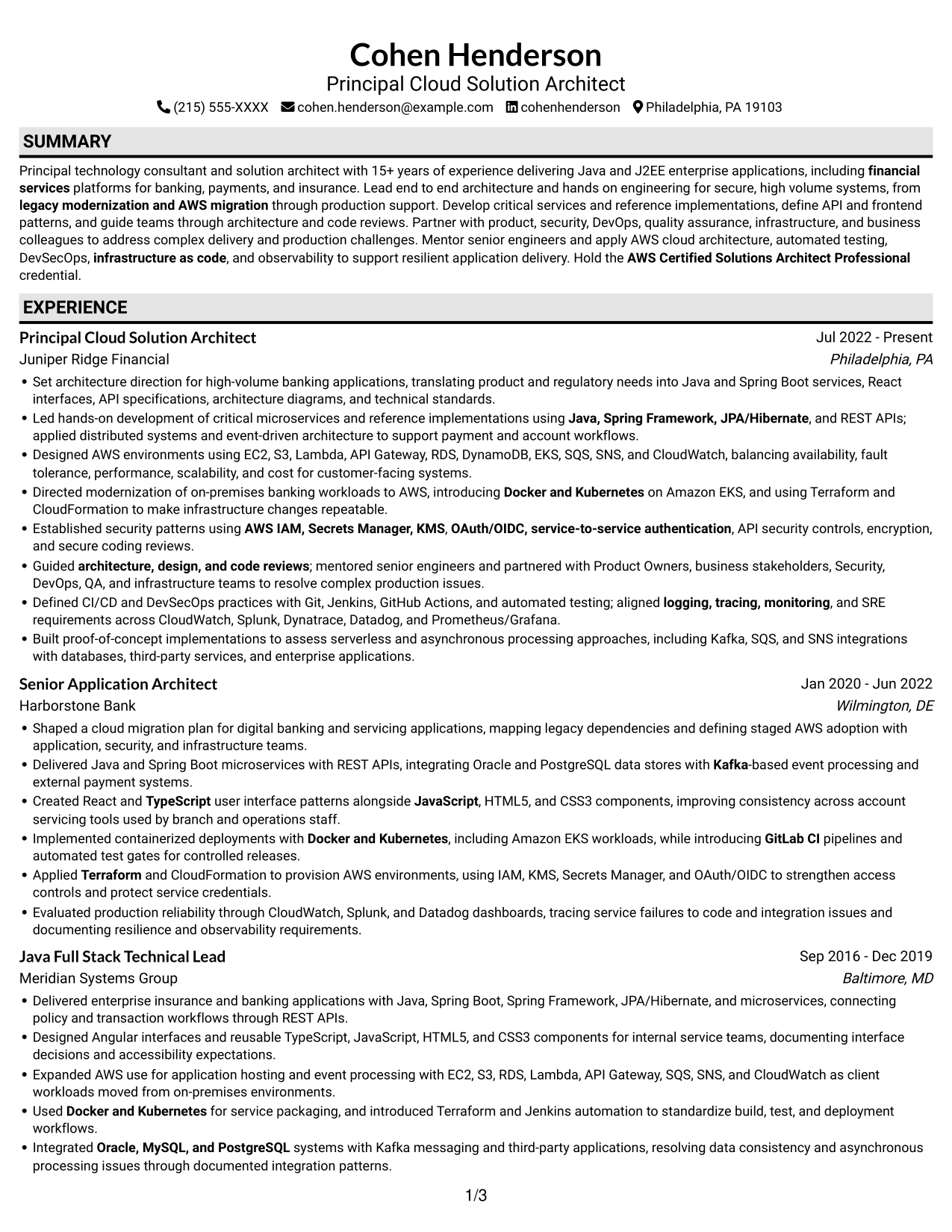 Resume example — page 1