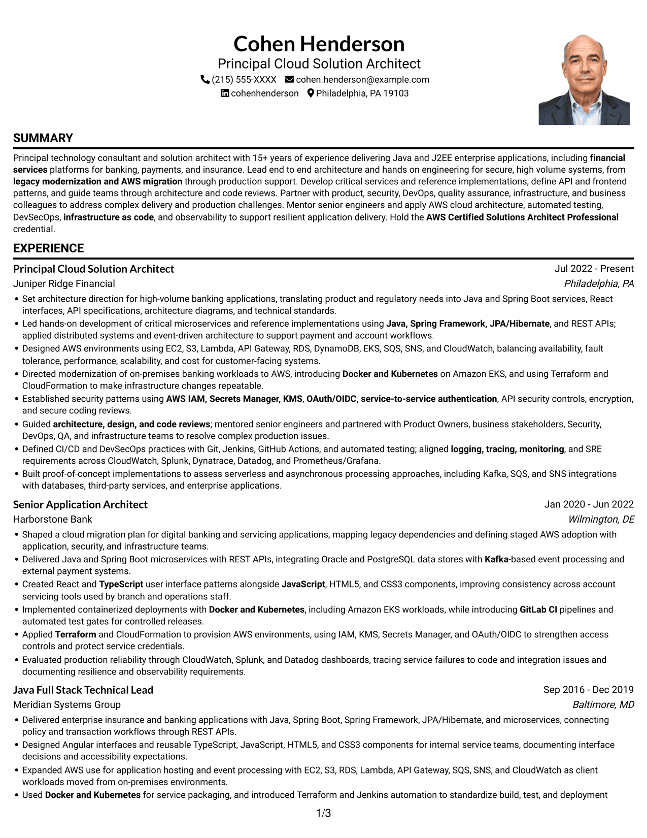 Resume example — page 1