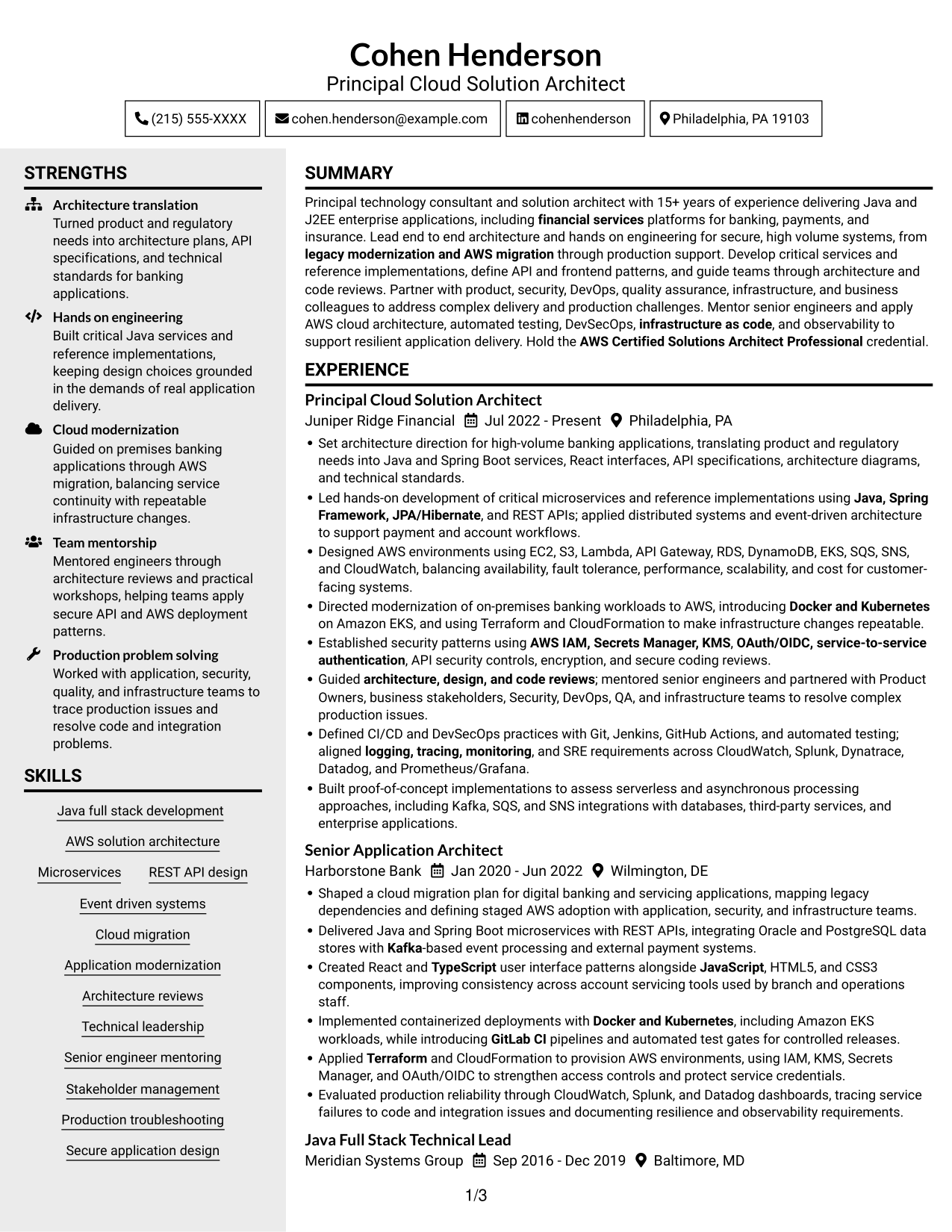Resume example — page 1