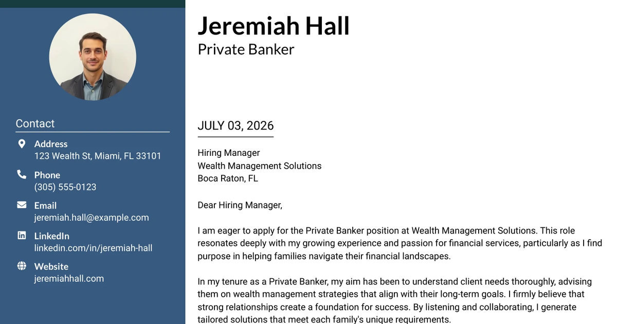 30+ Private Banker Cover Letter Templates with Example 2026