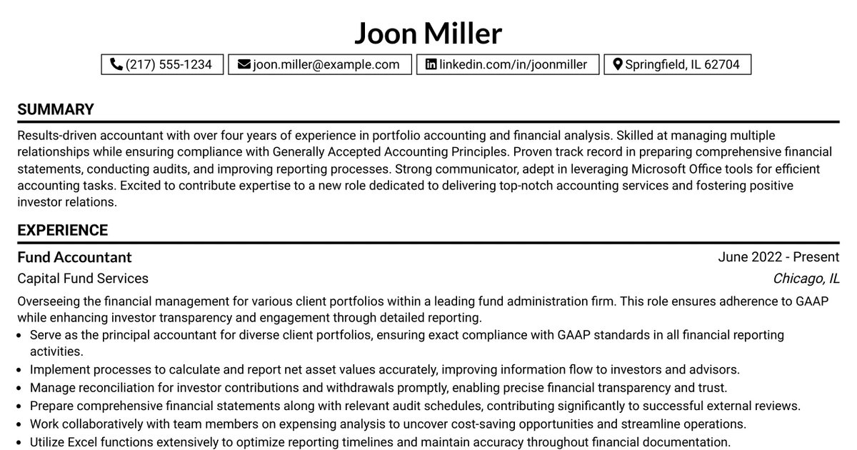 33 Private Equity Fund Accountant Resume Templates with Example 2026 (ATS-Optimized)
