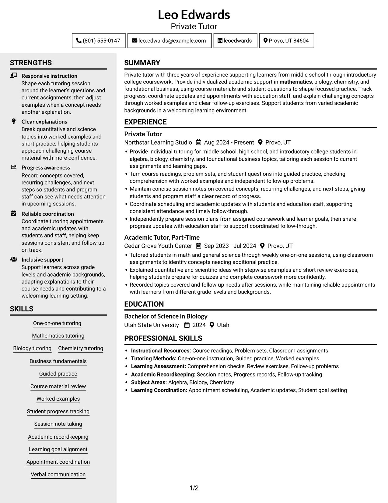 Resume example — page 1