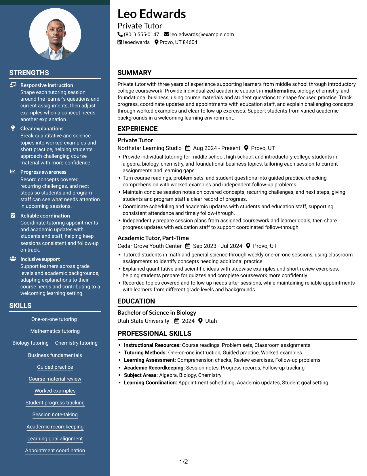 Resume example — page 1