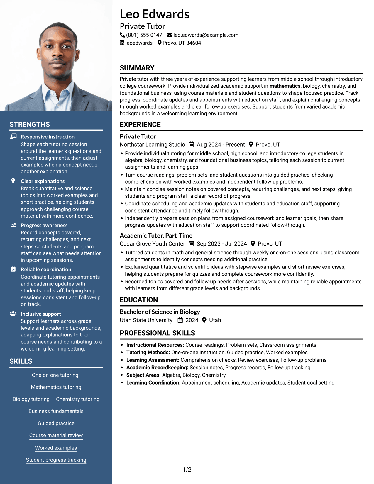 Resume example — page 1