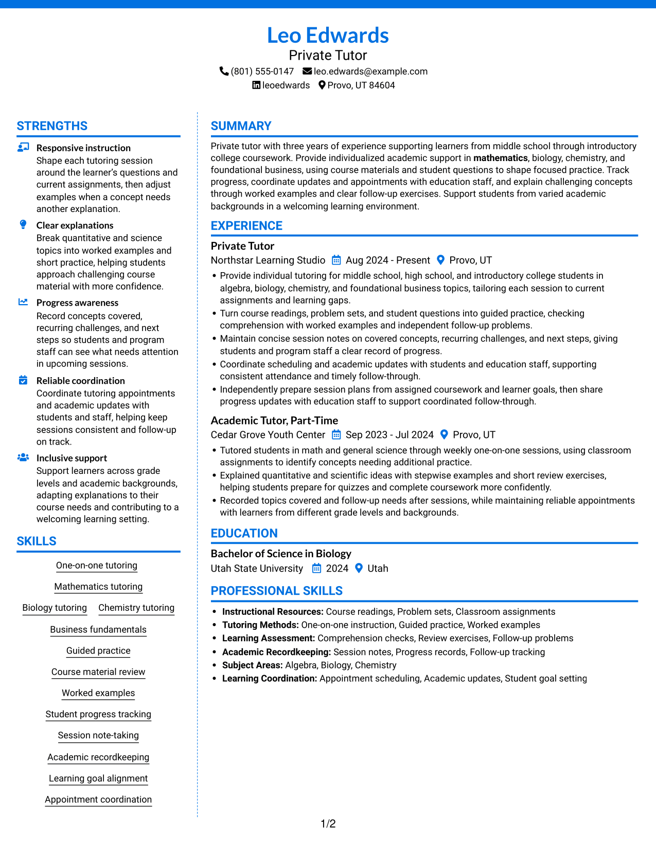 Resume example — page 1