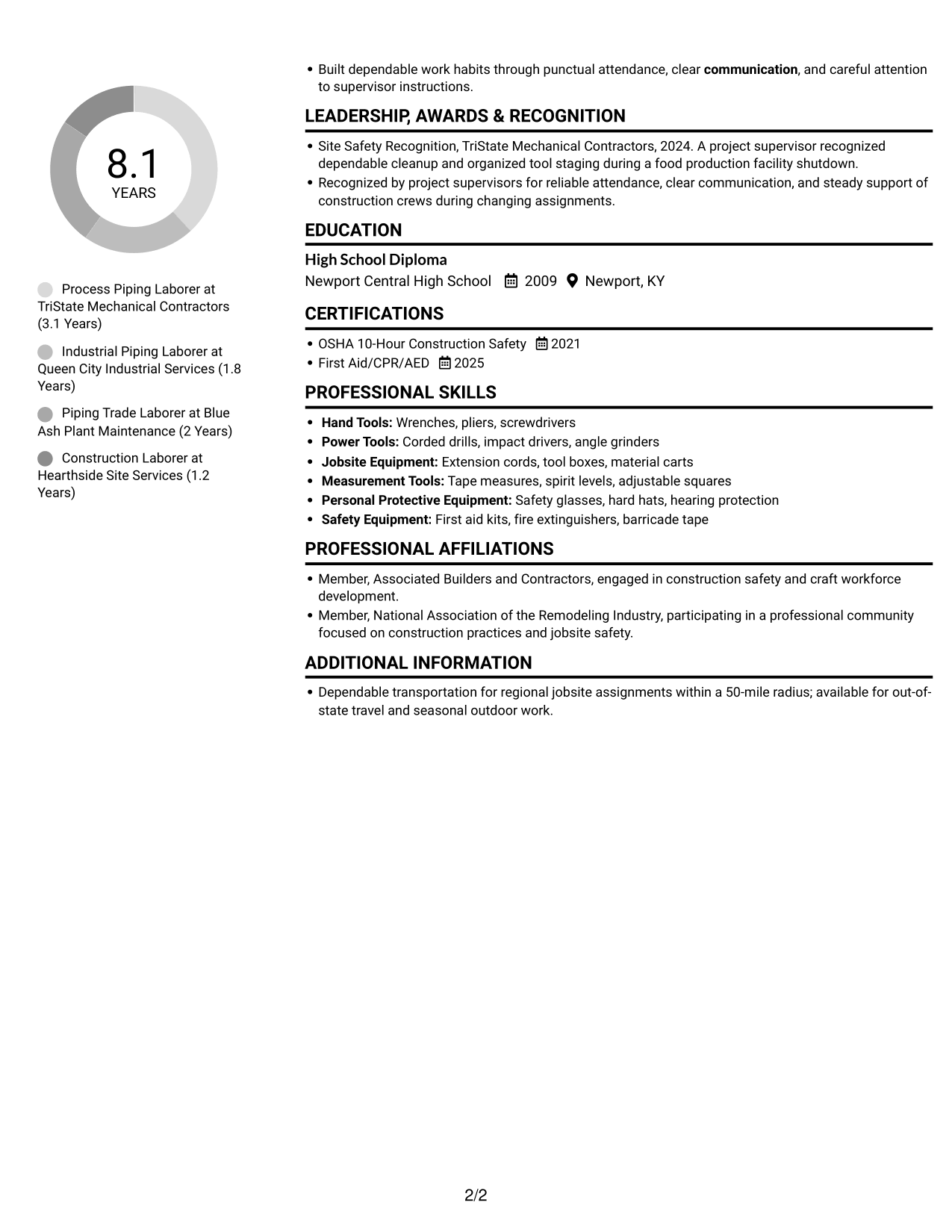 Resume example — page 2