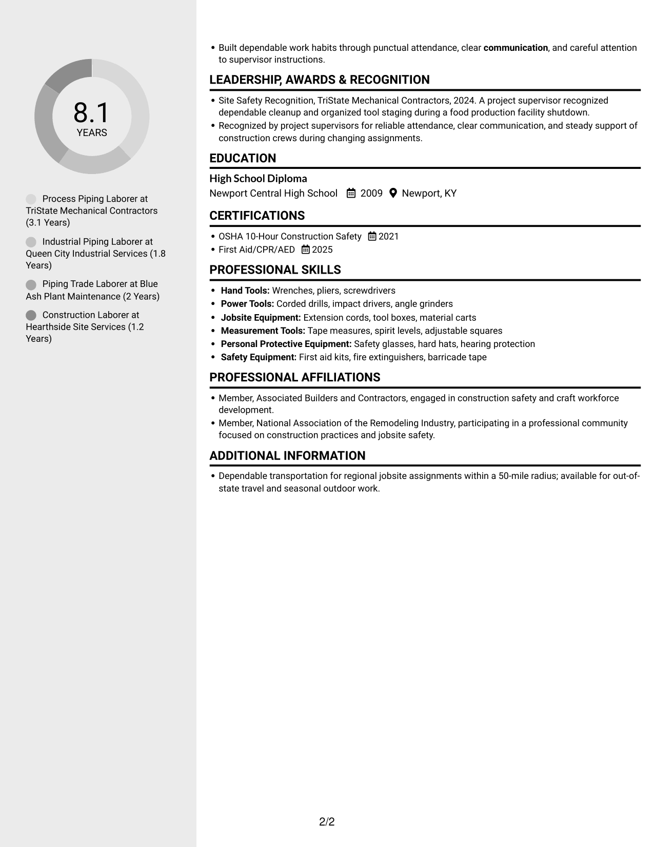Resume example — page 2