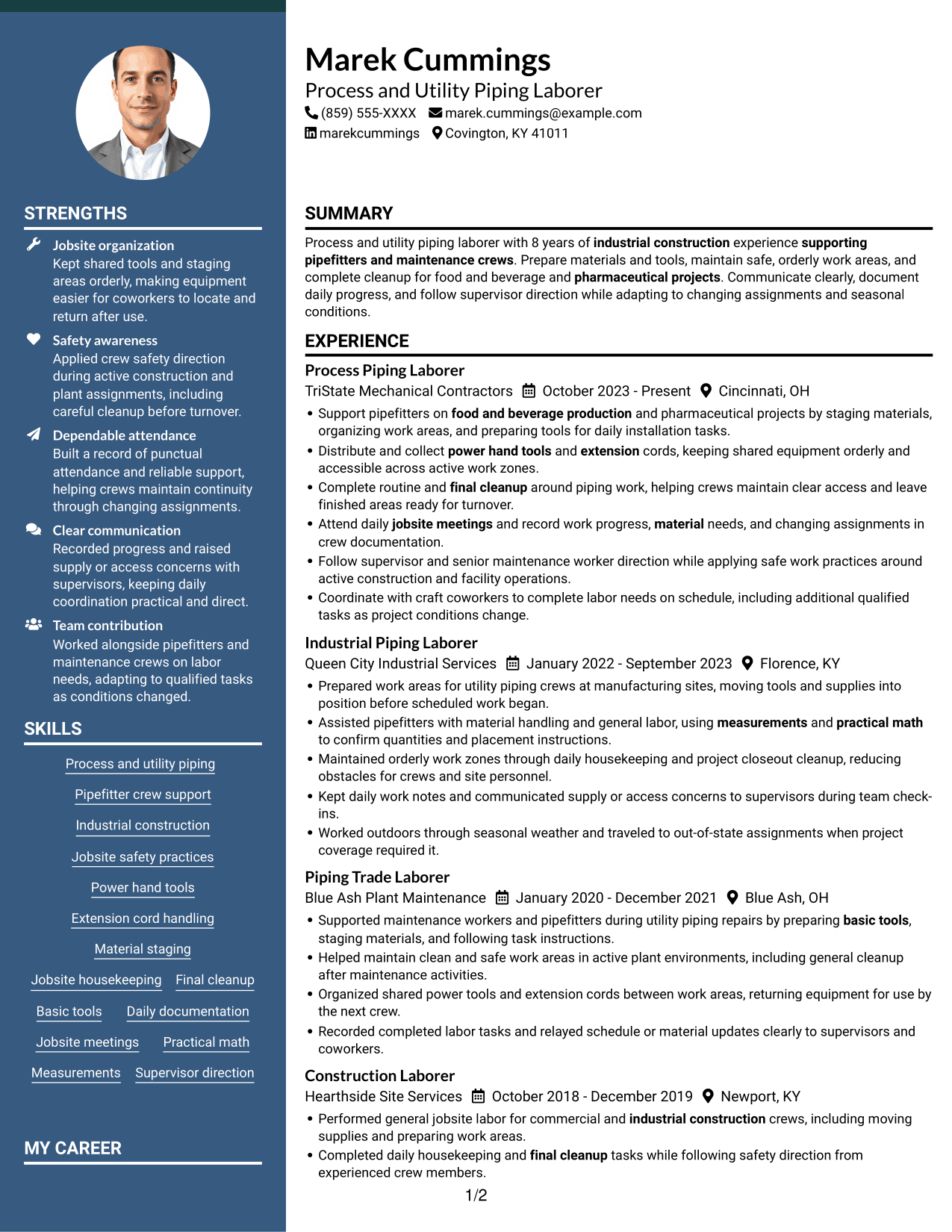 Resume example — page 1