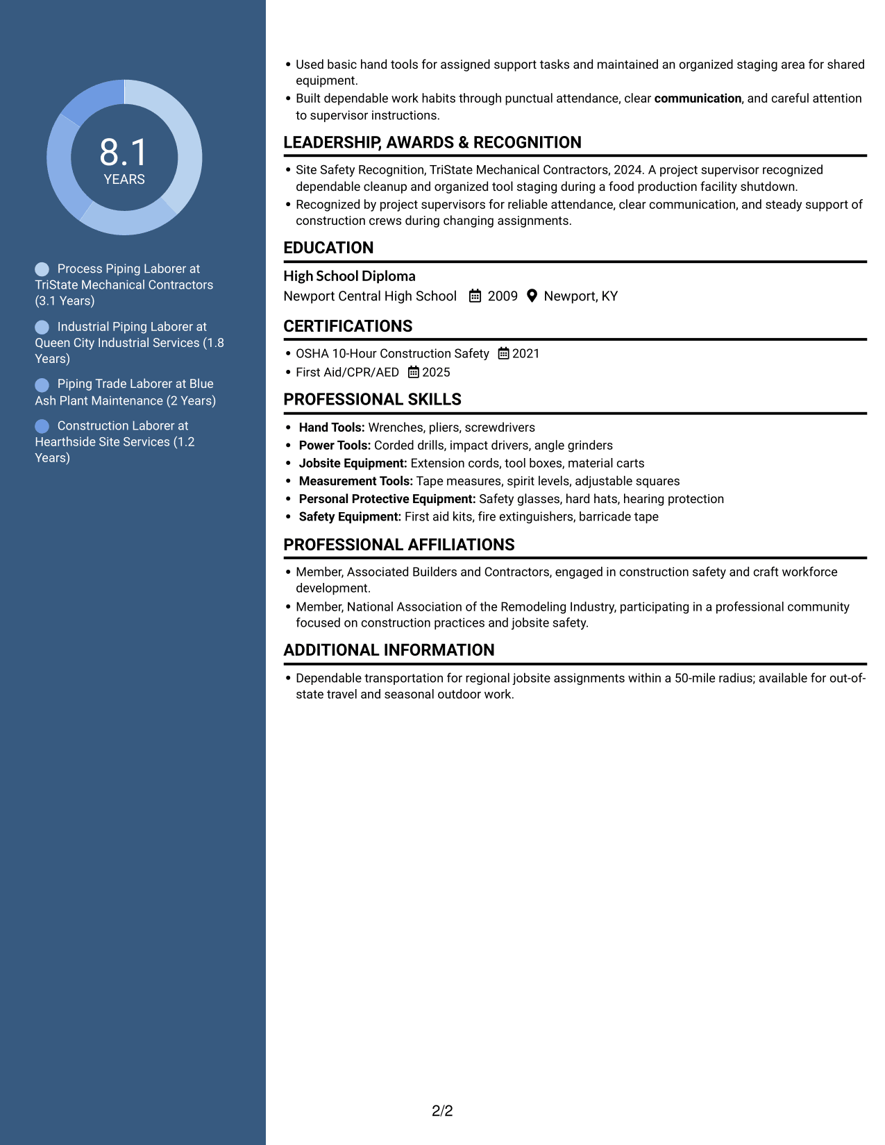 Resume example — page 2