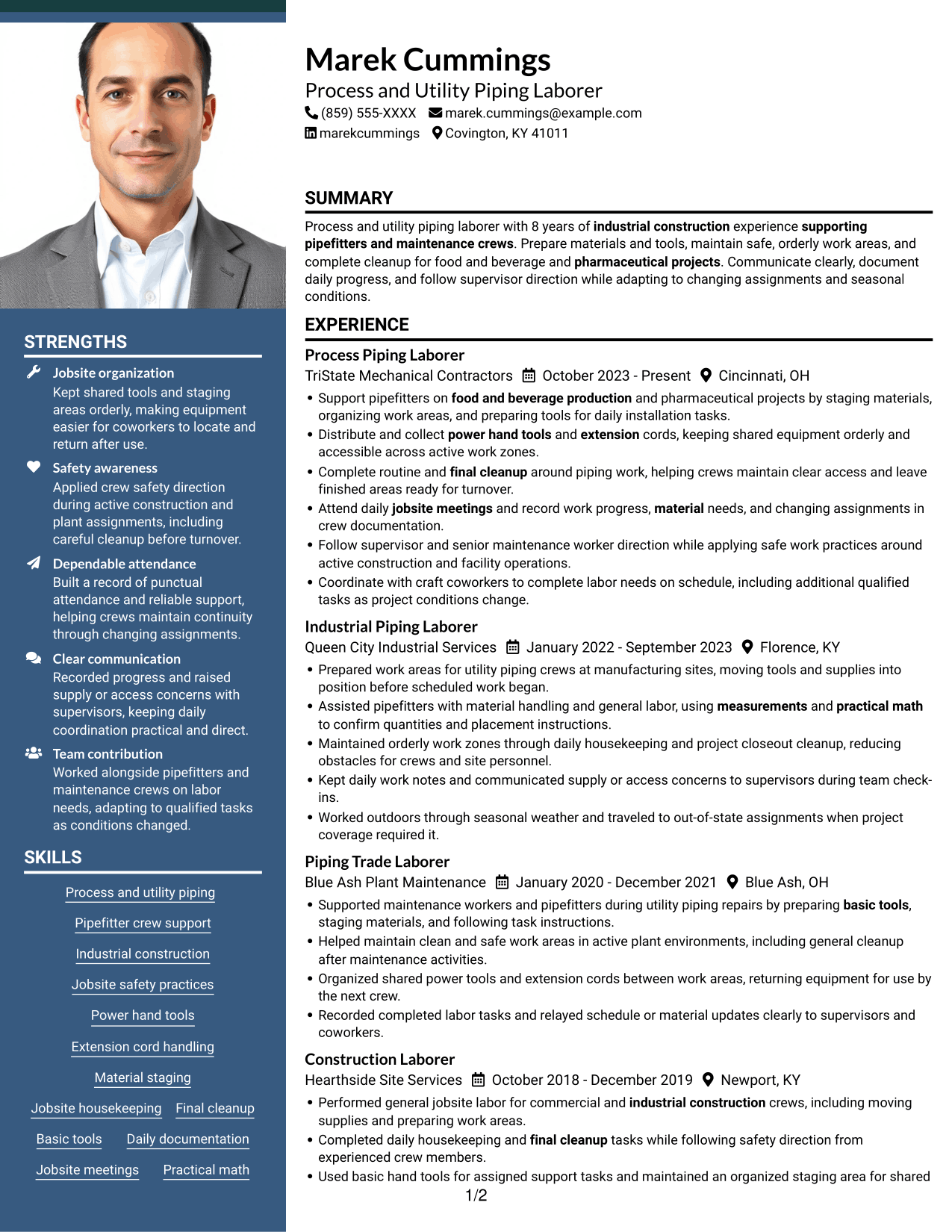 Resume example — page 1