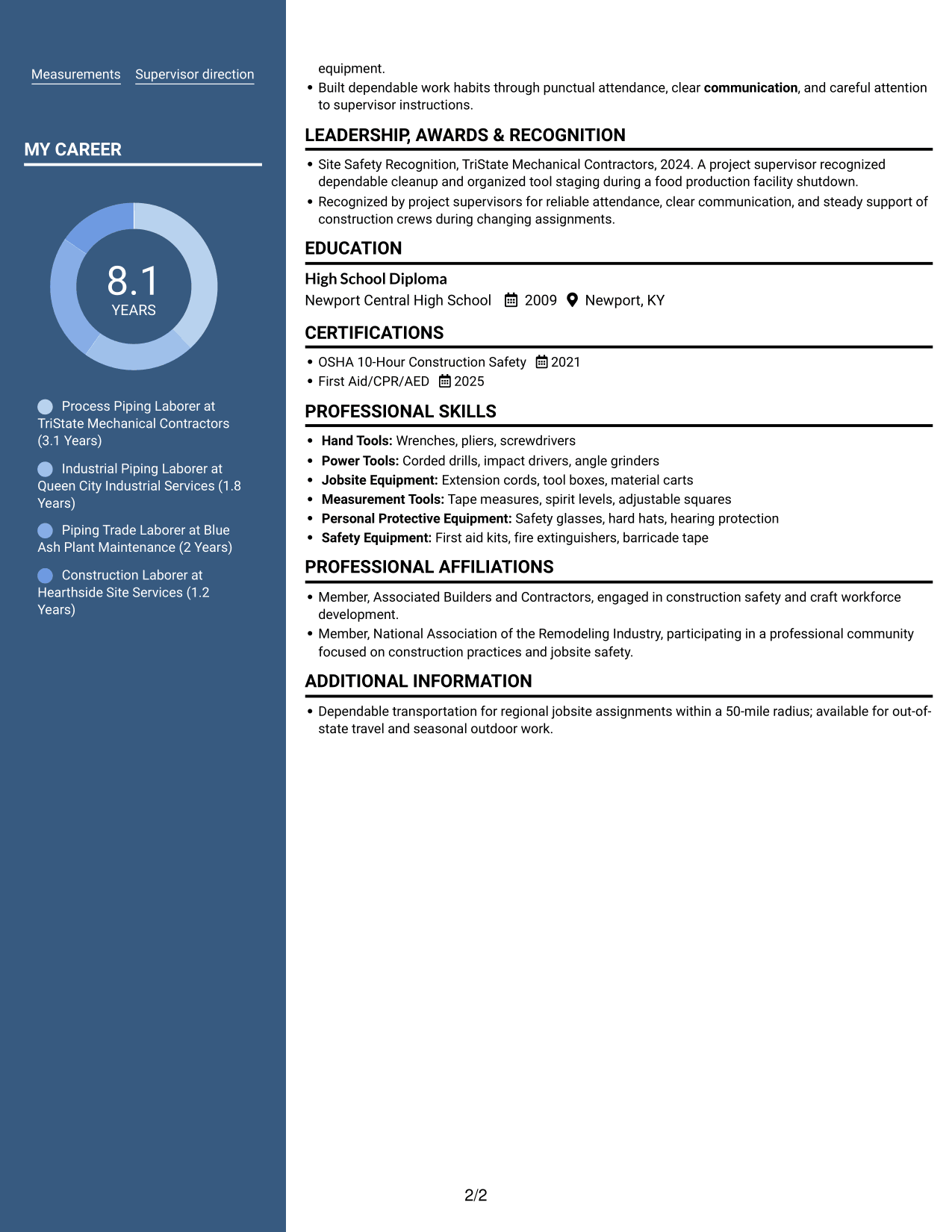 Resume example — page 2