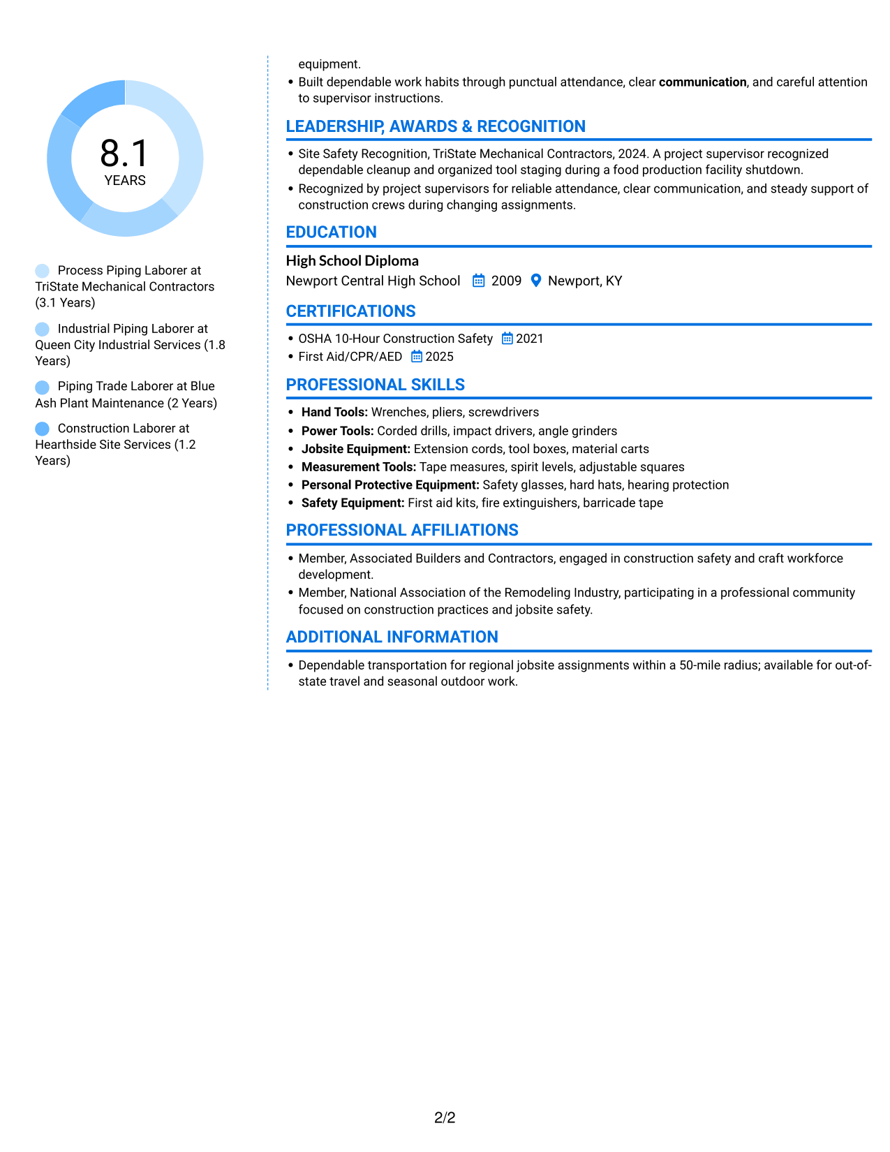 Resume example — page 2
